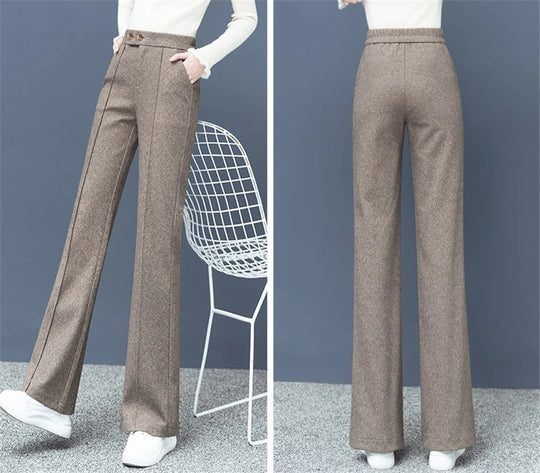 Dames wolmix rechte broek