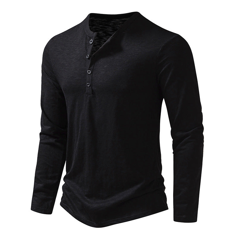 Heren Henley Hals Lange Mouw T-shirt