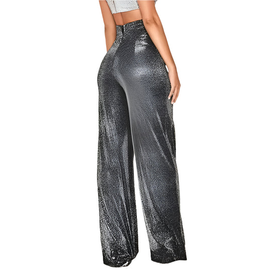 Damesbroek met hoge taille en wijde pijpen