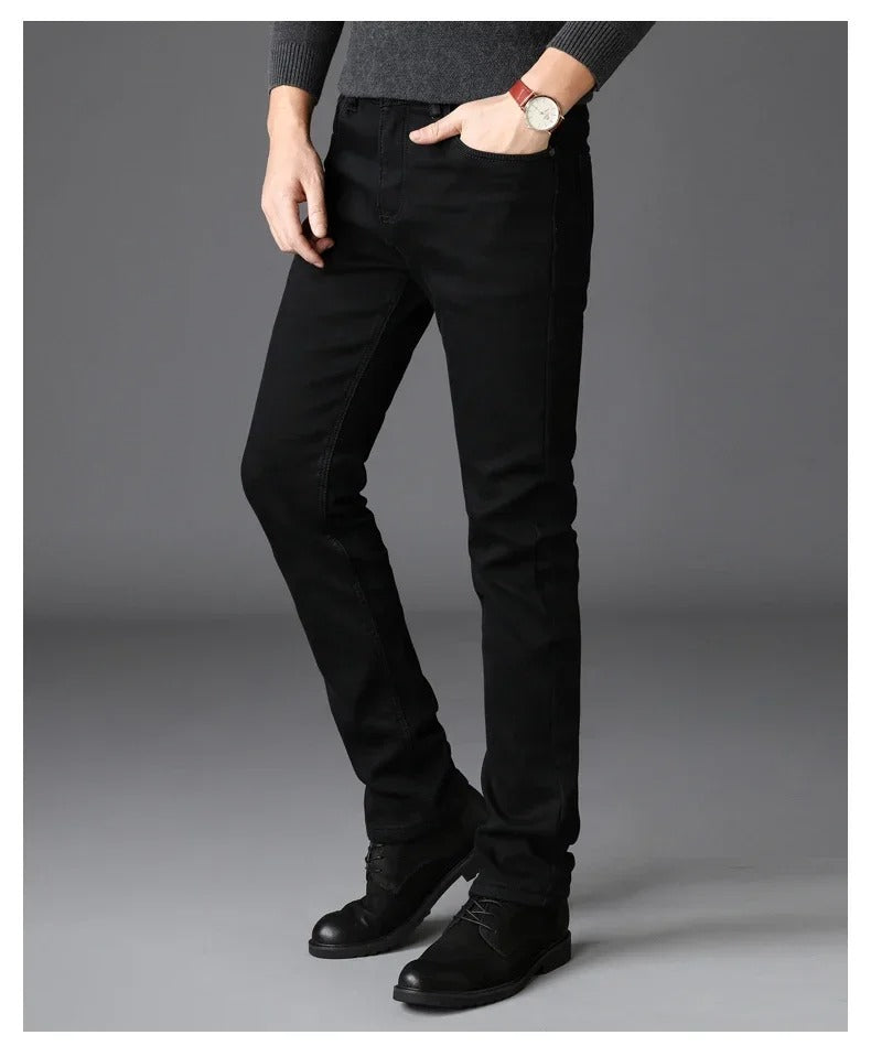Zwarte stretch-bikerjeans voor heren
