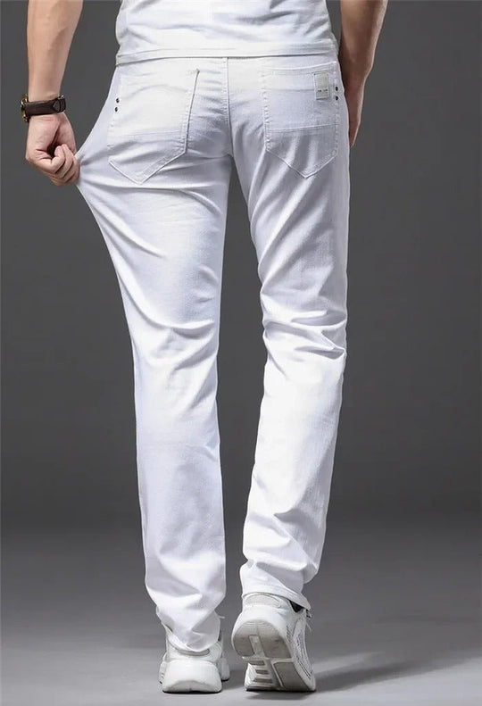 Klassieke witte slim fit herenjeans