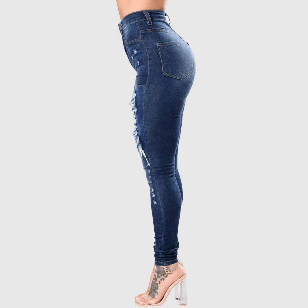 Hoge Taille Gescheurde Jeans Voor Vrouwen