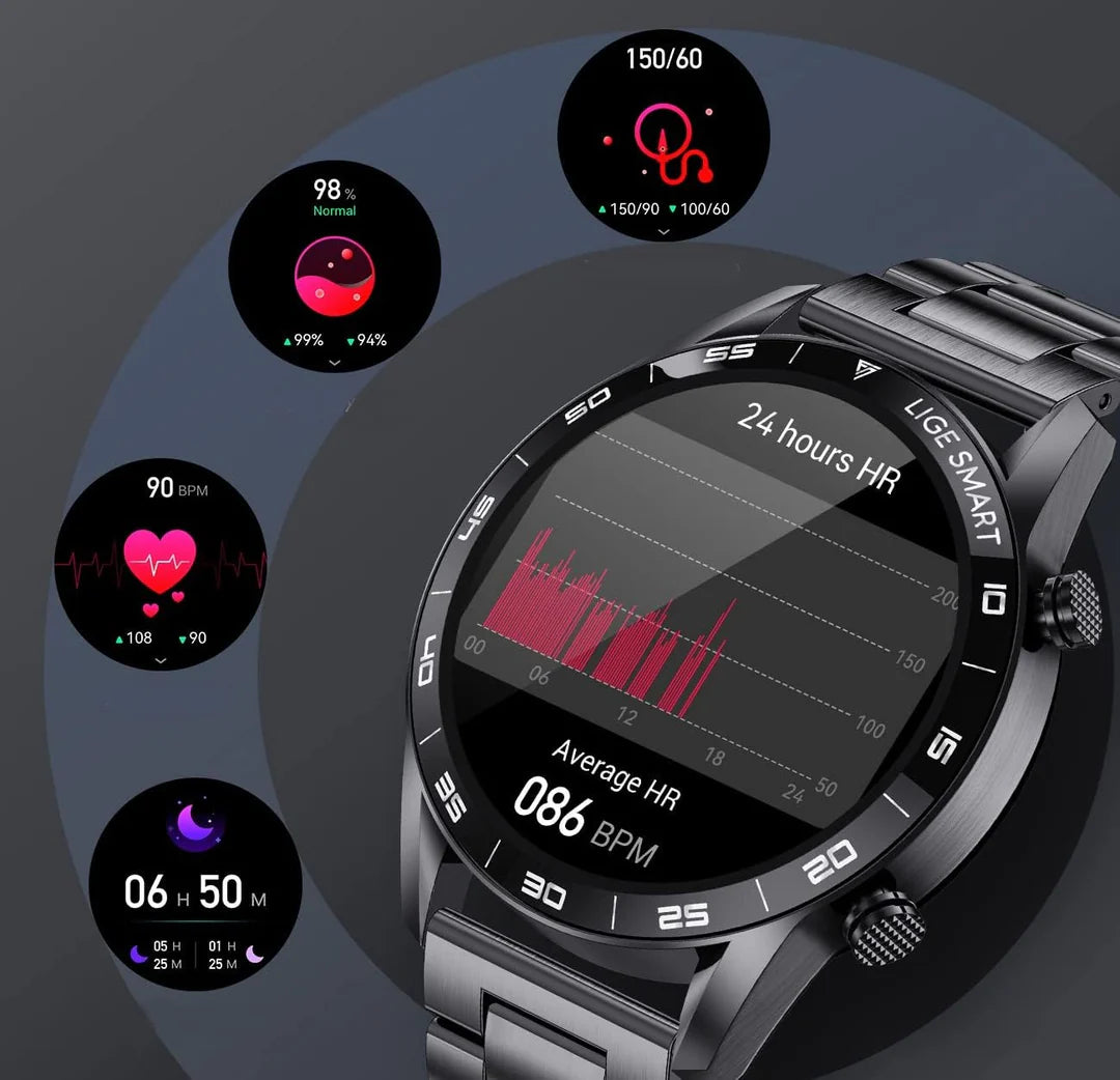 Luxe Mannen Smartwatch | Multisport Modus | Gezondheidsmonitoring