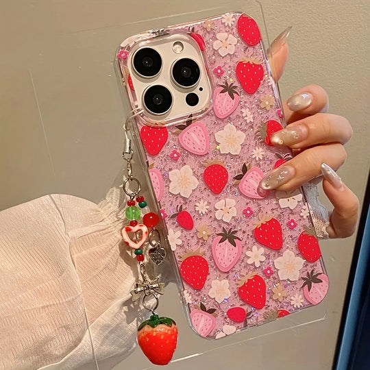 iPhone Hoesje Bloem Motief met Glitter 5