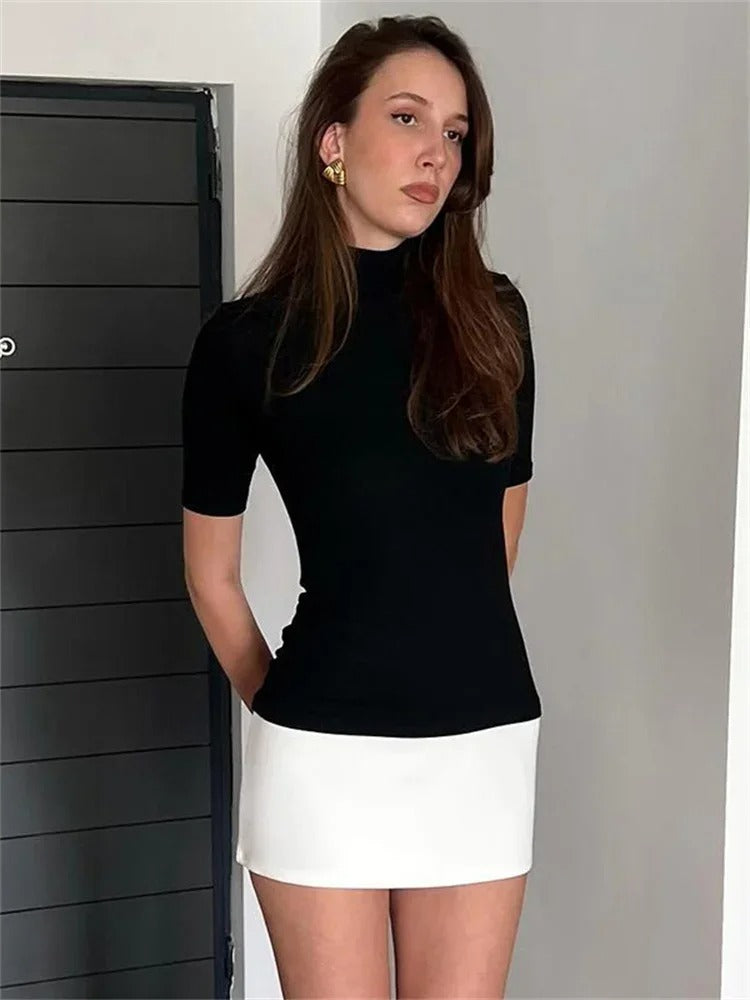 Dames Contrast Patchwork Bodycon Mini Jurk