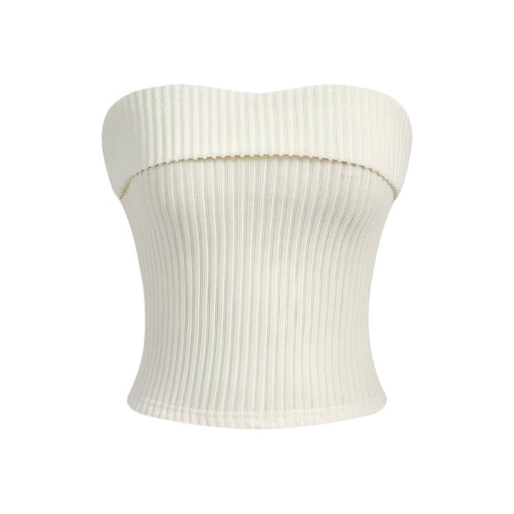 Dames geribbelde strapless slim fit tube top
