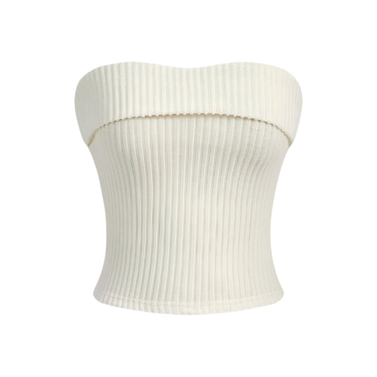Dames geribbelde strapless slim fit tube top