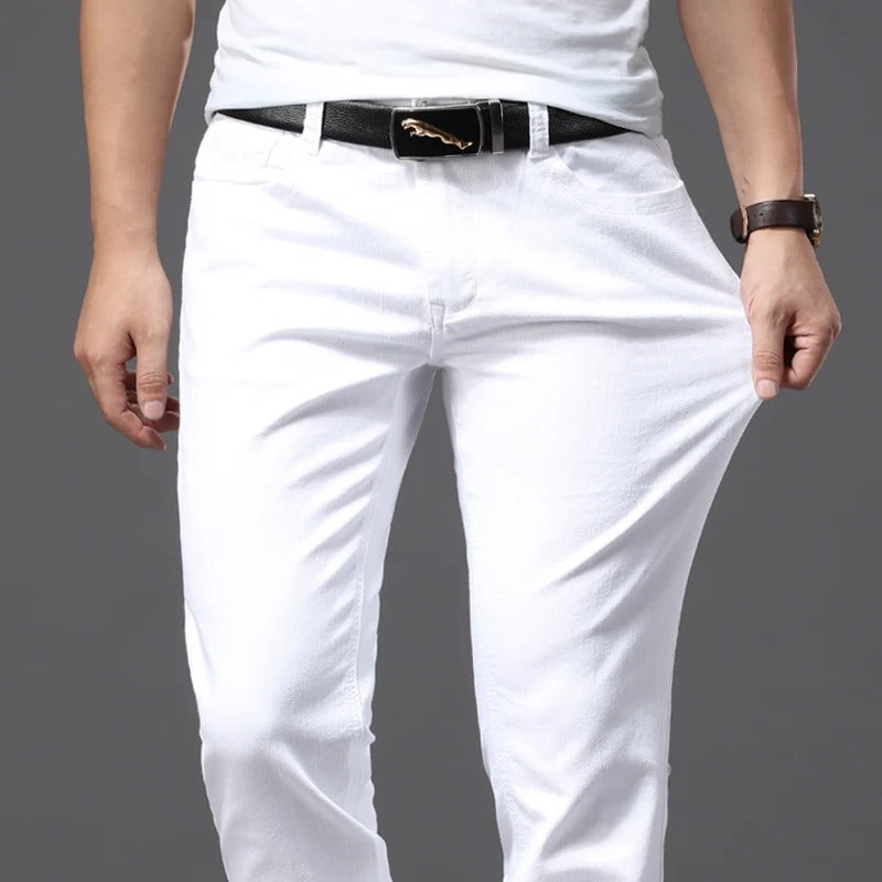 Klassieke witte slim fit herenjeans