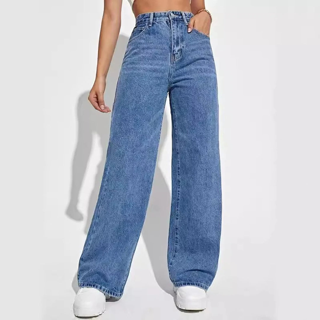 Denim jeans met wijde pijpen voor dames