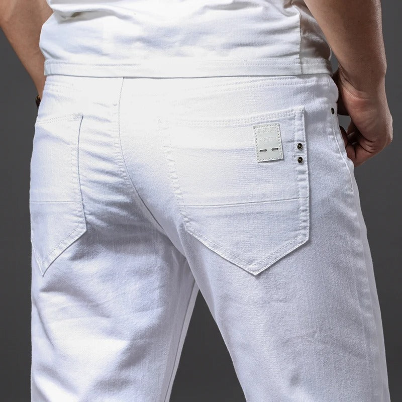 Klassieke witte slim fit herenjeans