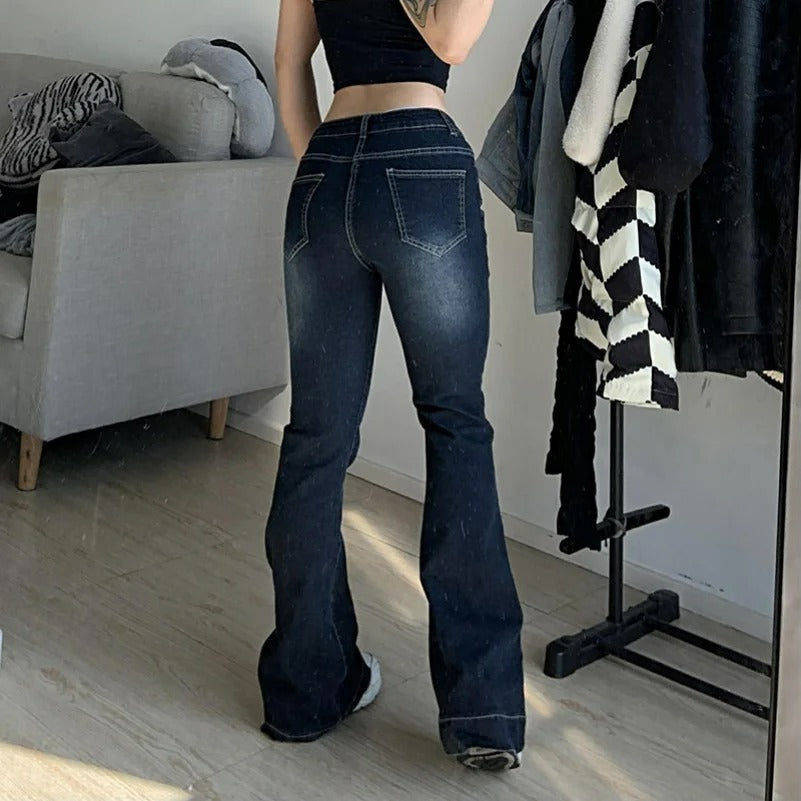 Dames flare jeans met lage taille