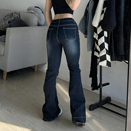 Dames flare jeans met lage taille