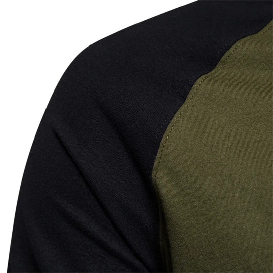 Heren-T-shirt met lange mouwen en patchwork