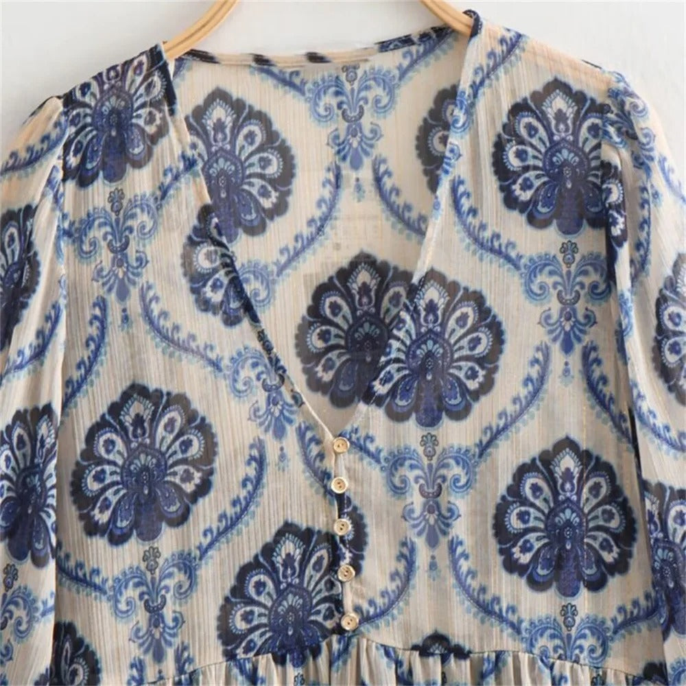 Dames casual jurk met metallic print