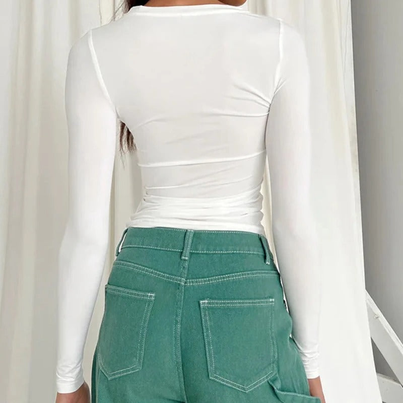 Slim Fit T-shirt met lange mouwen voor dames