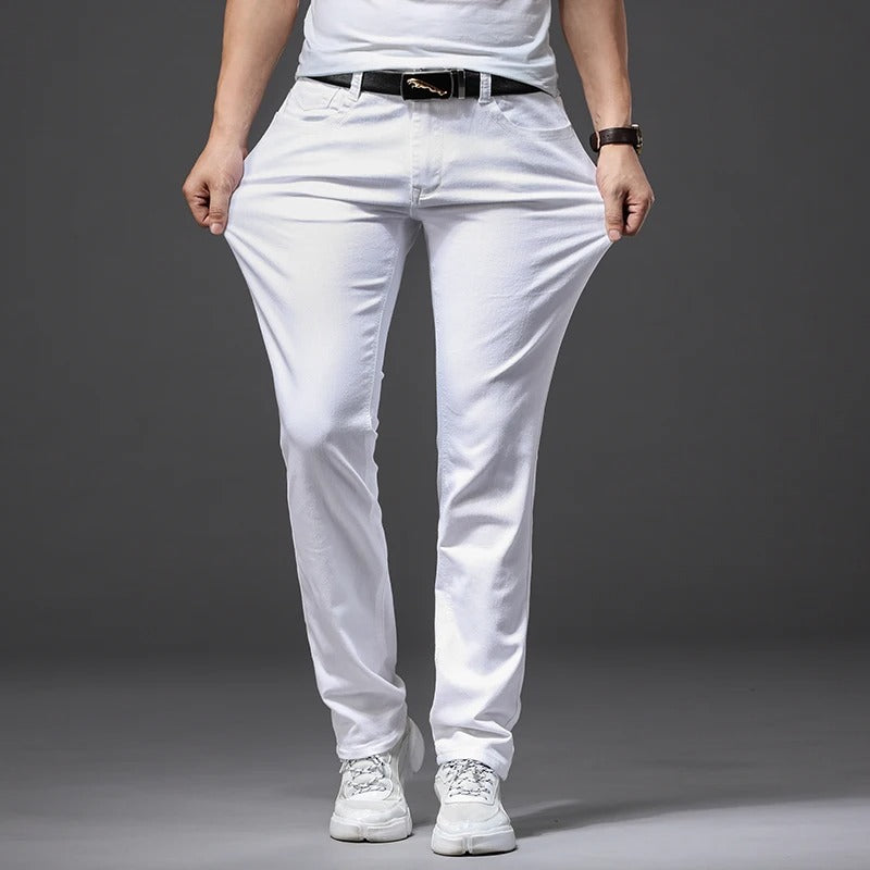 Klassieke witte slim fit herenjeans