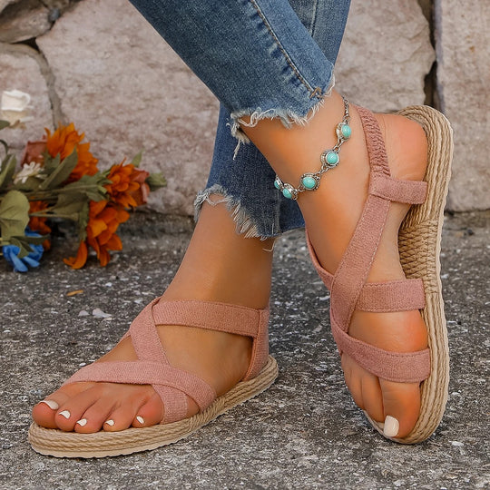 Vrouwen Solid Color Vlakke Comfort Sandalen
