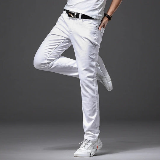 Klassieke witte slim fit herenjeans