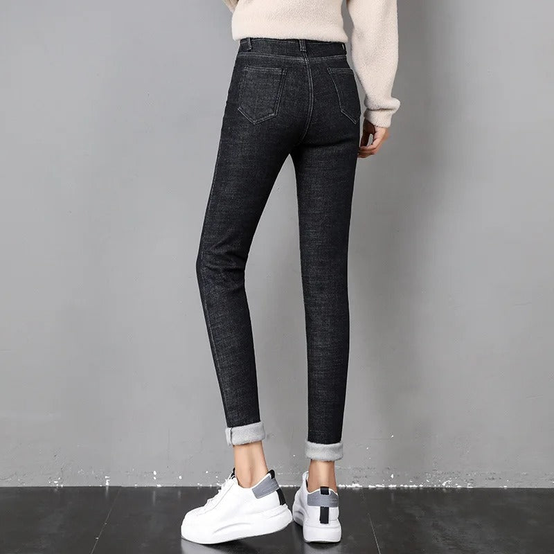 Retro thermische skinny jeans voor dames