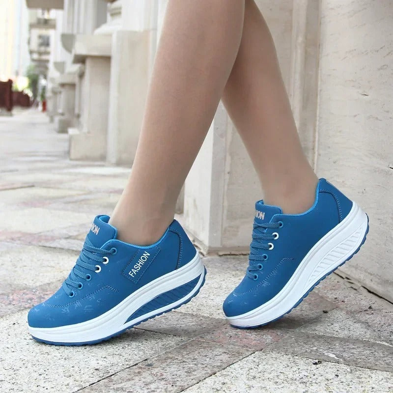 Vrouwen Platform Wedge Lace-Up Sneakers