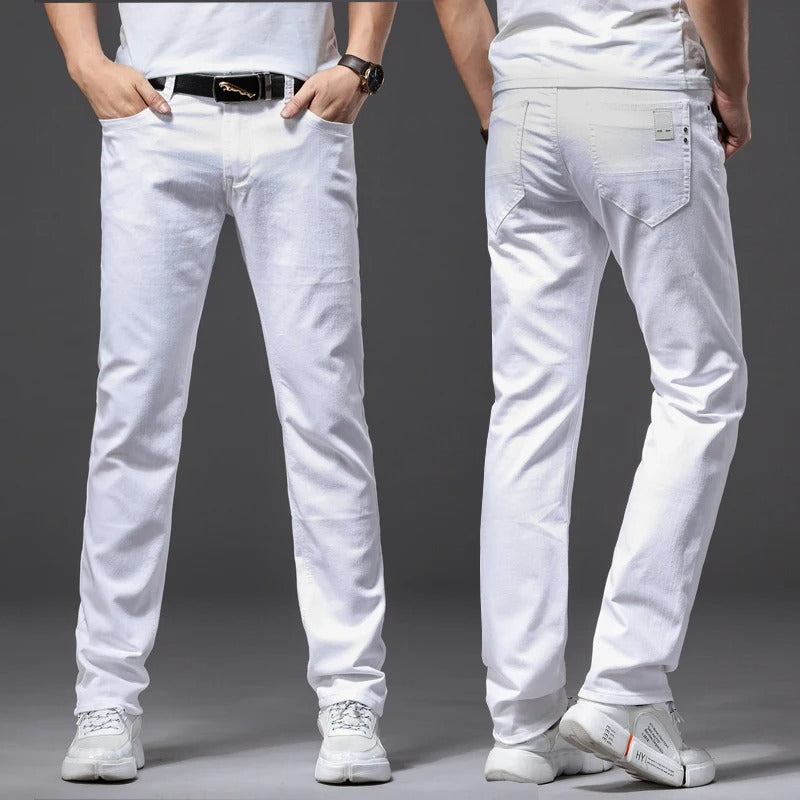 Klassieke witte slim fit herenjeans