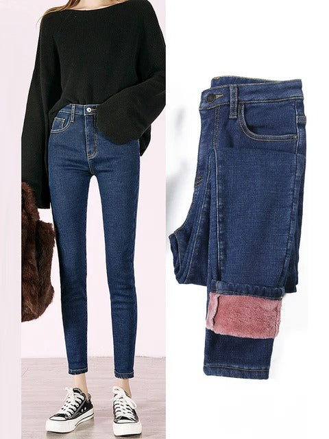 Retro thermische skinny jeans voor dames