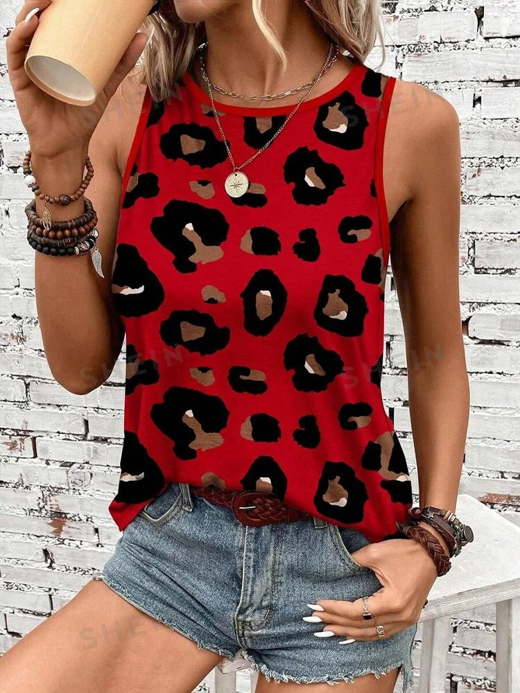 Mouwloos tanktopje met luipaardprint voor dames