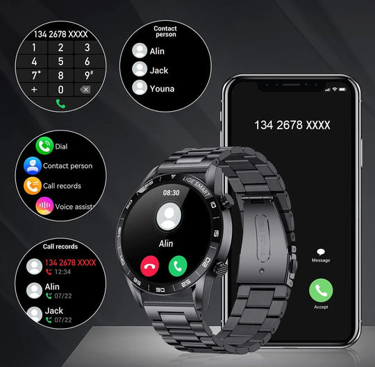 Luxe Mannen Smartwatch | Multisport Modus | Gezondheidsmonitoring