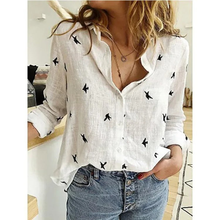 Dames Vintage Casual T-shirts van Katoen en Linnen Stijl