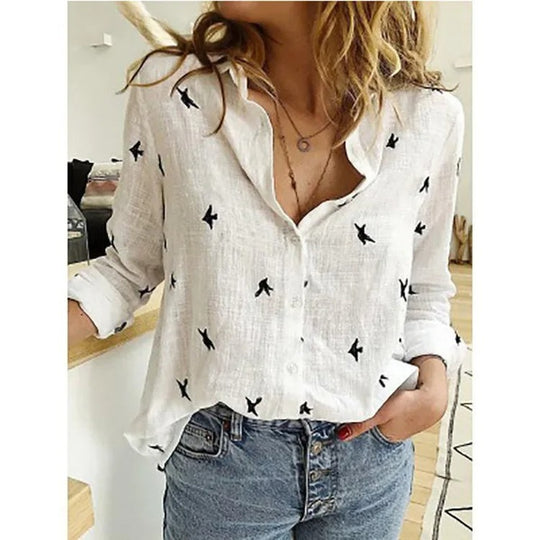 Dames Vintage Casual T-shirts van Katoen en Linnen Stijl