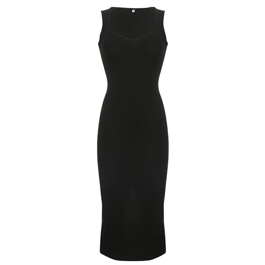 Vrouwen mouwloze gebreide Square Neck Dress