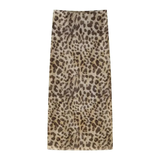 Dames luipaardprint lange rok