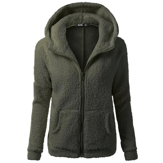 Winter fleece jas met capuchon voor dames