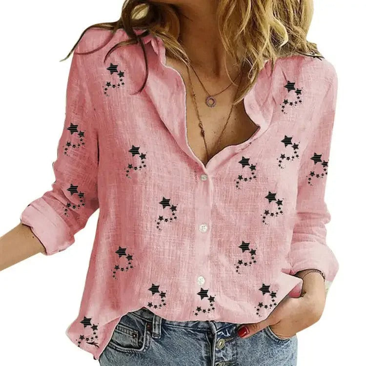 Dames Vintage Casual T-shirts van Katoen en Linnen Stijl