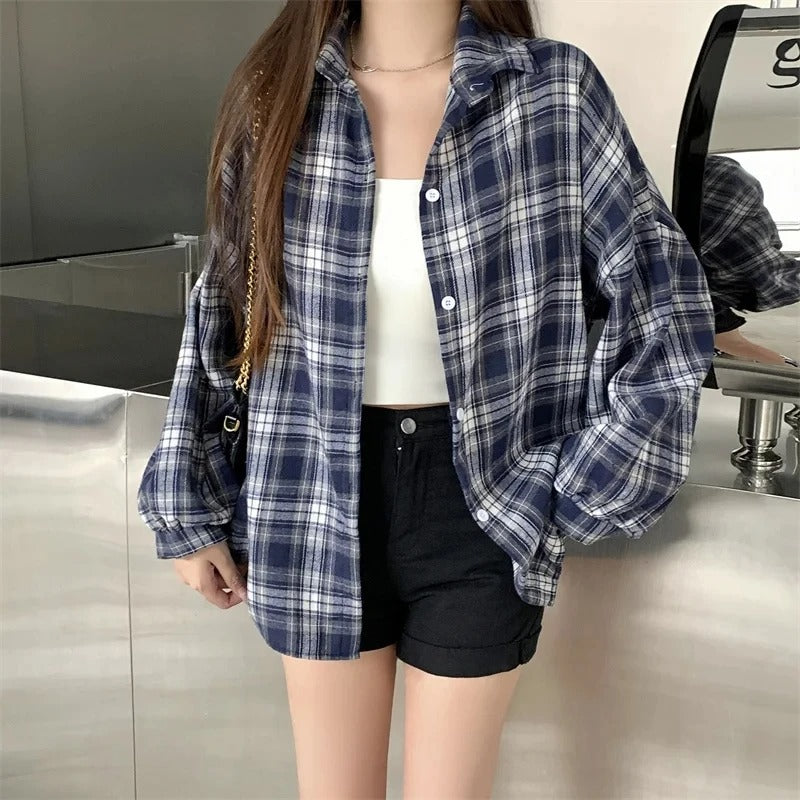 Oversized geruit overhemd voor dames