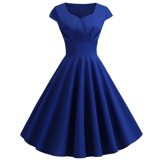 Dames V-hals Vintage Midi Dress