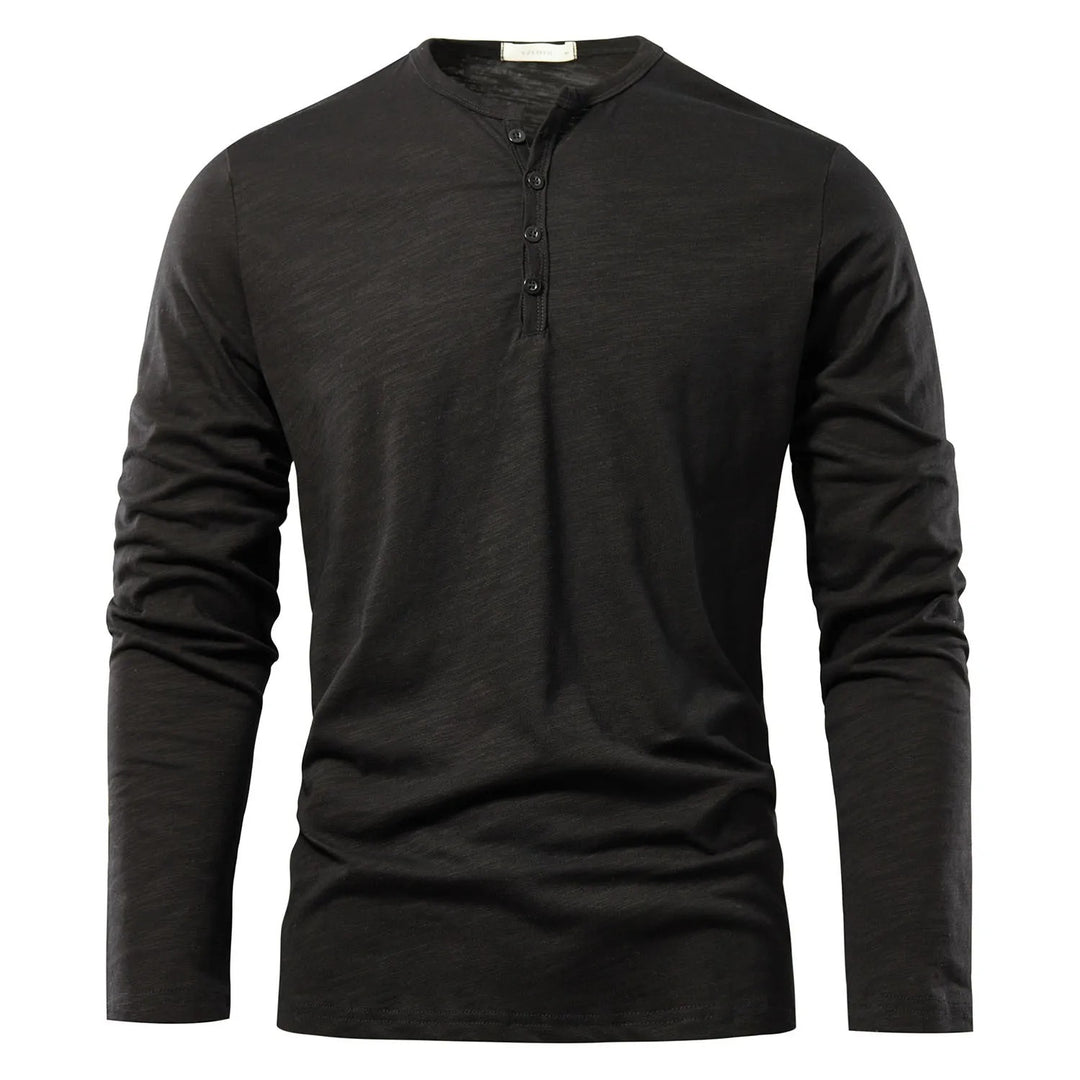 Heren Henley Hals Lange Mouw T-shirt