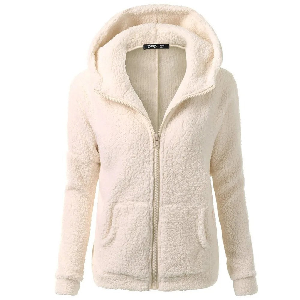 Winter fleece jas met capuchon voor dames