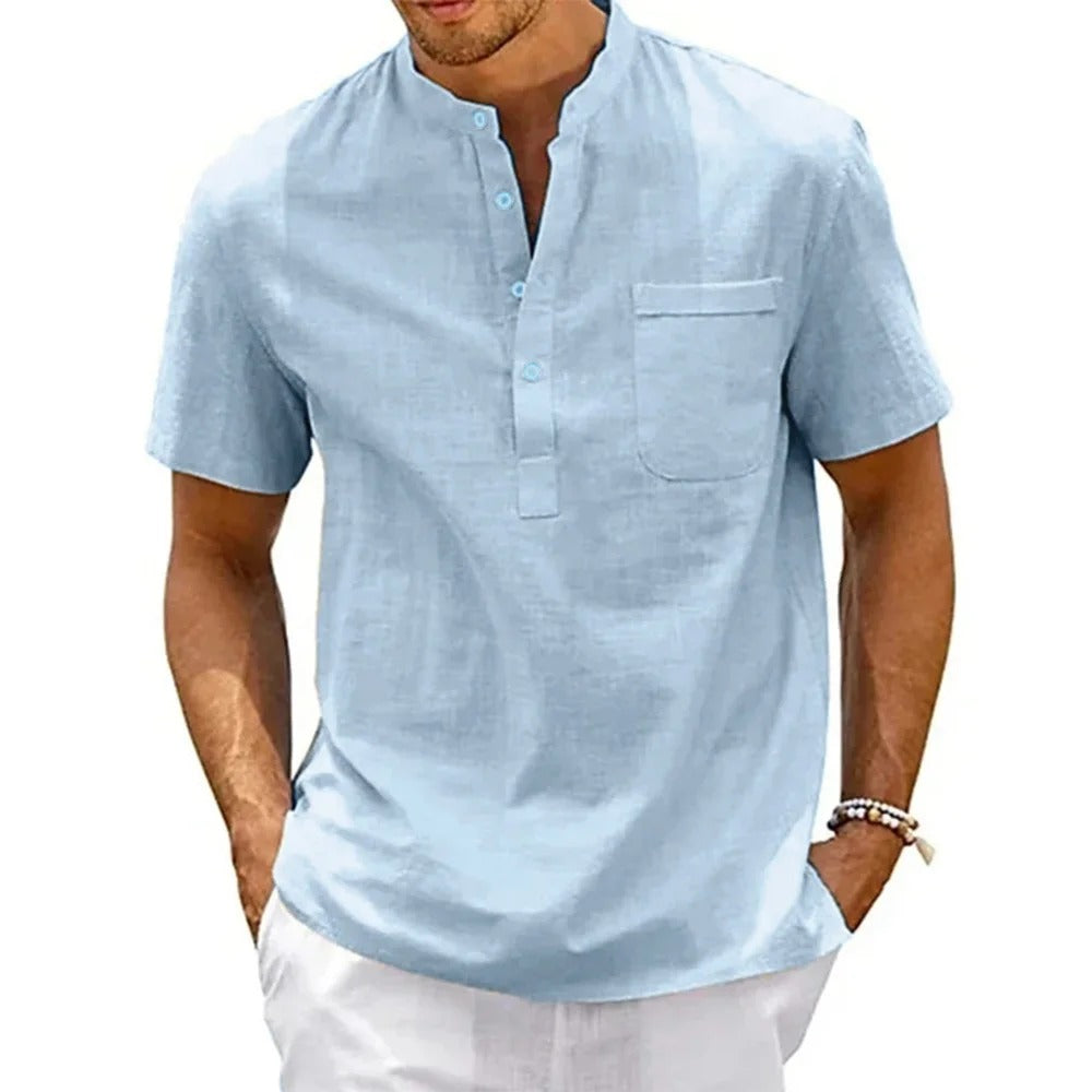 Heren Henley-Shirt Casual Stijl