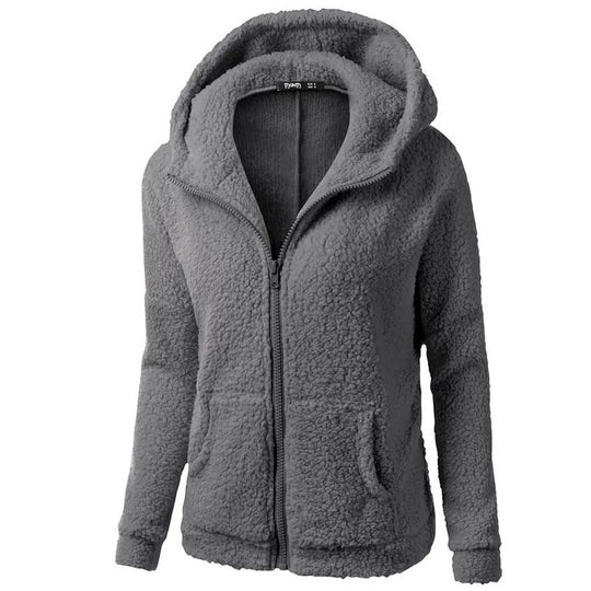 Winter fleece jas met capuchon voor dames