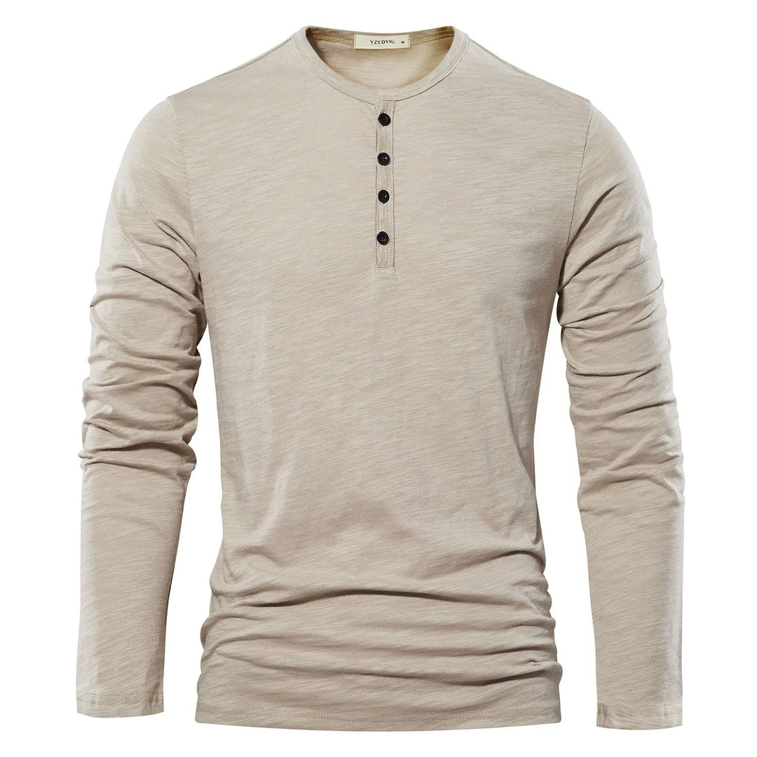 Heren Henley Hals Lange Mouw T-shirt