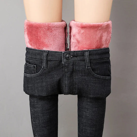 Retro thermische skinny jeans voor dames