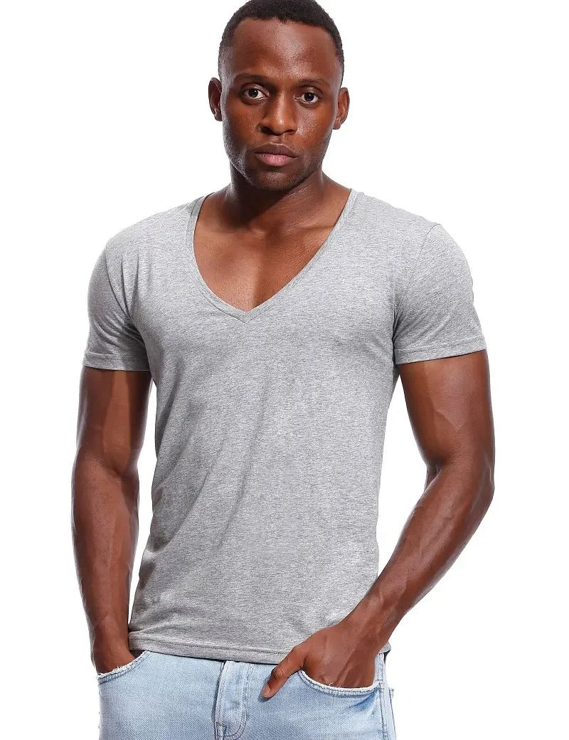 Heren T-shirt met diepe V-hals