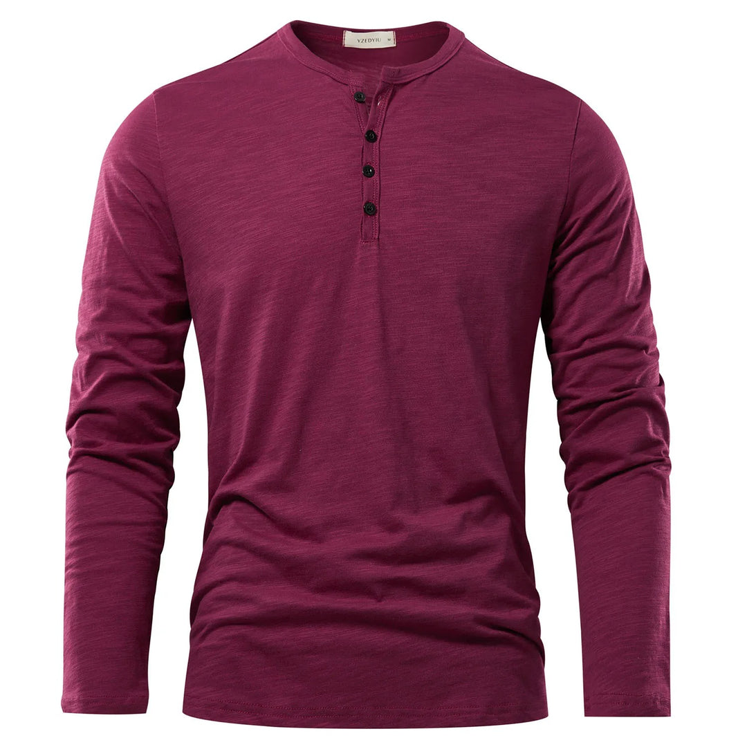 Heren Henley Hals Lange Mouw T-shirt