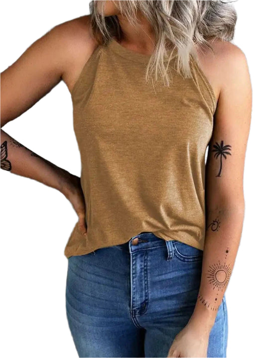 Dames mouwloze halter tanktop