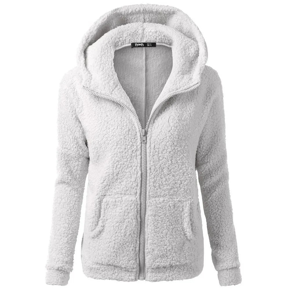 Winter fleece jas met capuchon voor dames