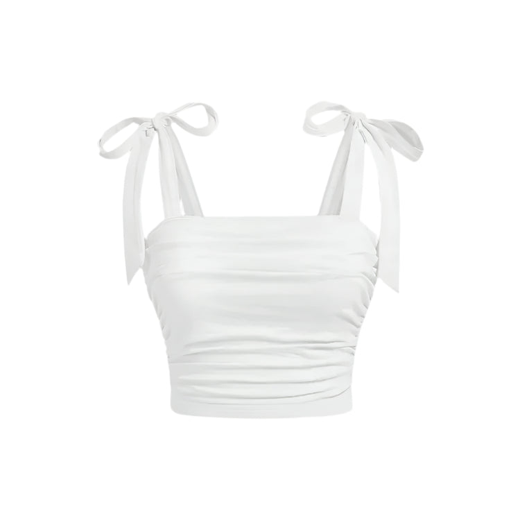 Dames-top met ruches en schouderbandjes