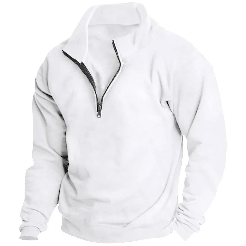 Heren Sweatshirt met halve rits met staande kraag