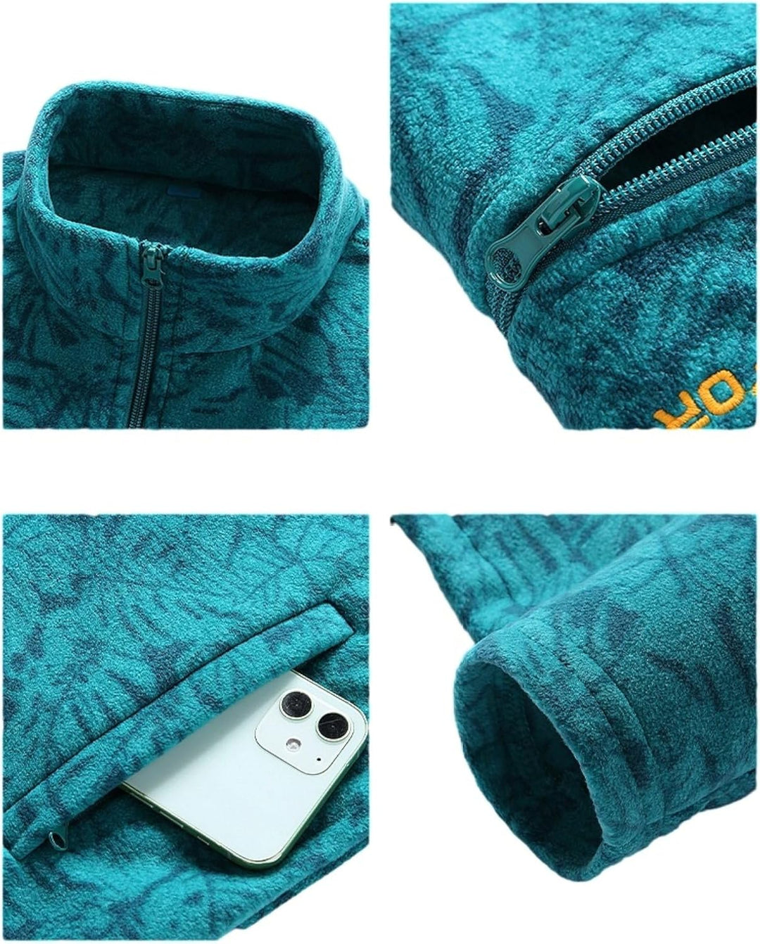 Bedrukte geborstelde fleece jas voor dames
