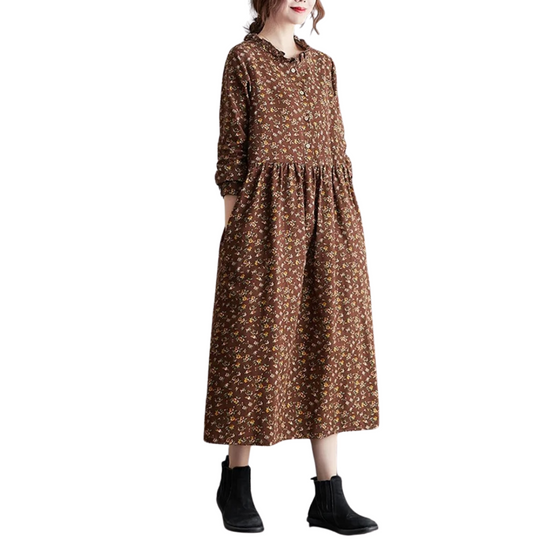 Vrouwen Vintage Bloemenjurk met Ruches
